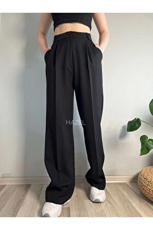Kadın Siyah Yüksek Bel Palazzo Pantolon
