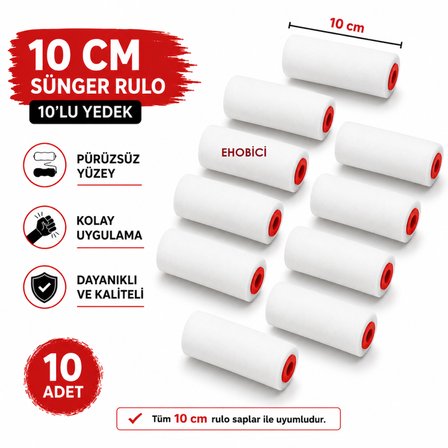 Sünger Rulo Yedeği 10CM Yedek Sünger 10 lu Takım