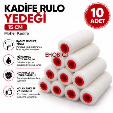 Kadife Rulo 10'lu Yedek 15cm (Moher)