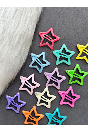 Renkli Yıldızlı Çıtçıt Toka 6 Adet