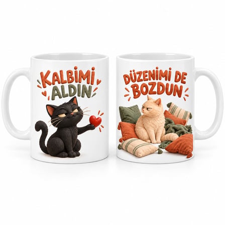 Sevgili Kaosu 2'li Porselen Kupa Seti - MODEL 1001