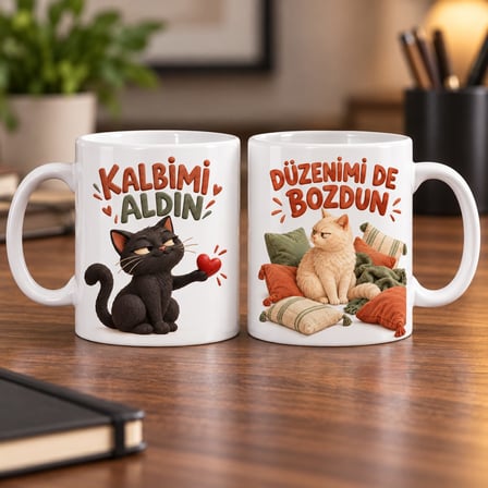 Sevgili Kaosu 2'li Porselen Kupa Seti - MODEL 1001