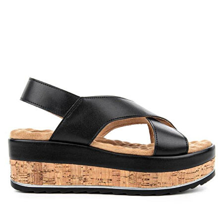 Muya Yangi Anatomik Günlük Kadın Sandalet-Siyah