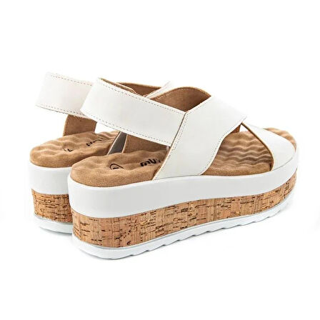 Muya Yangi Anatomik Günlük Kadın Sandalet-Beyaz