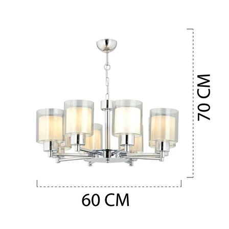 Goldie 8 Li Krom Kaplama Modern Yatak Odası  Salon Avize 