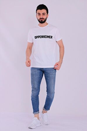 Oppenheimer Yazılı Beyaz Kısakol Erkek Tshirt