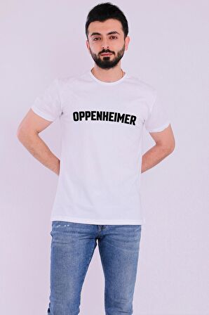 Oppenheimer Yazılı Beyaz Kısakol Erkek Tshirt