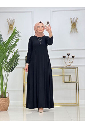 Tesettür Kadın Elbise, Cepli Robalı Elbise