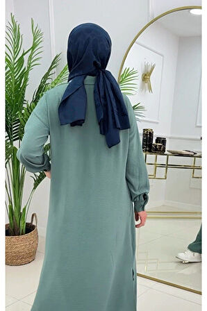 2'li Kadın Pantolon Tunik Takımı, Polo Yaka Düğmeli Elbise