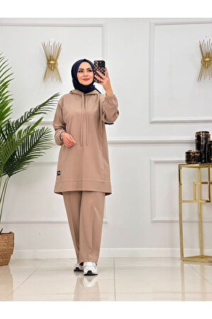 Kadın 2'li Tunik Pantolon Takım, Kapüşonlu Sweat Tunik,Pantolon Set