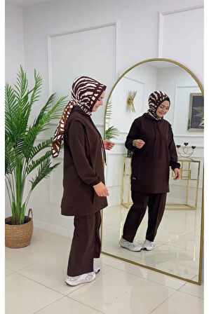 Kadın 2'li Tunik Pantolon Takım, Kapüşonlu Sweat Tunik,Pantolon Set