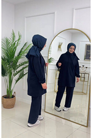 Kadın 2'li Tunik Pantolon Takım, Kapüşonlu Sweat Tunik,Pantolon Set