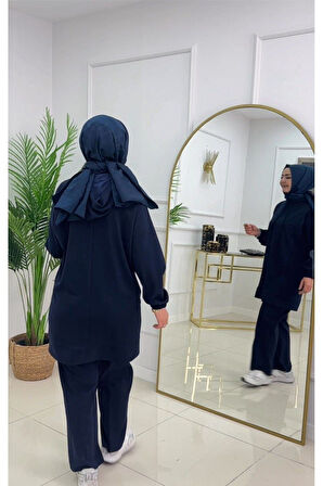 Kadın 2'li Tunik Pantolon Takım, Kapüşonlu Sweat Tunik,Pantolon Set