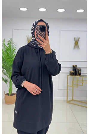 Kadın 2'li Tunik Pantolon Takım, Kapüşonlu Sweat Tunik,Pantolon Set