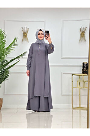 Tesettür Tunik & Pantolon Takımı, Şalaş Bol Kalıp, Ekstra Bol Paça Pantolon Takımı