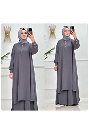 Tesettür Tunik & Pantolon Takımı, Şalaş Bol Kalıp, Ekstra Bol Paça Pantolon Takımı