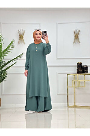 Tesettür Tunik & Pantolon Takımı, Şalaş Bol Kalıp, Ekstra Bol Paça Pantolon Takımı