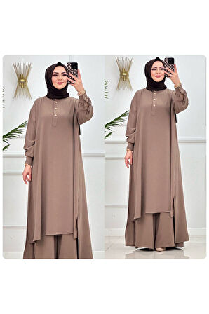 Tesettür Tunik & Pantolon Takımı, Şalaş Bol Kalıp, Ekstra Bol Paça Pantolon Takımı