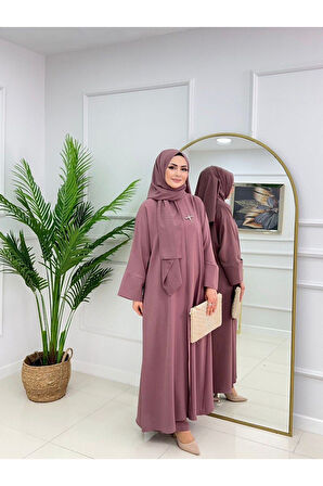 Kadın Tesettür 2'Li Takım Ferace Formunda Tunik & Pantolon