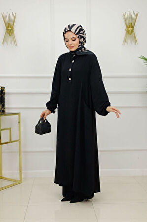 Kadın Tesettür 2'Li Takım Yazlık Aerobin Kumaş Tunik & Pantolon