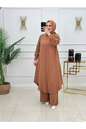 Kadın Tesettür 2'Li Müslin Takım Tunik & Pantolon
