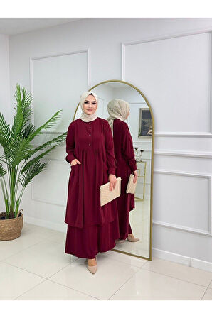 Kadın Tesettür Medine İpeği 2'Li Takım Tunik & Pantolon