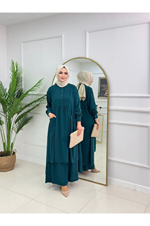 Kadın Tesettür Medine İpeği 2'Li Takım Tunik & Pantolon