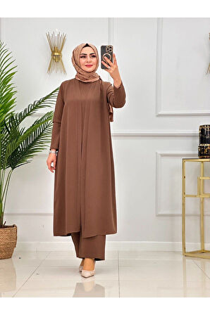 Kadın Tesettür 3'Lü Takım, İçlik Tunik & Pantolon & Abaya