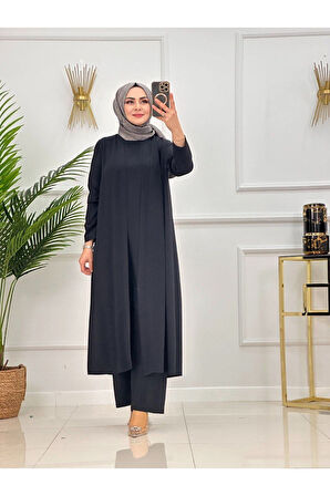 Kadın Tesettür 3'Lü Takım, İçlik Tunik & Pantolon & Abaya
