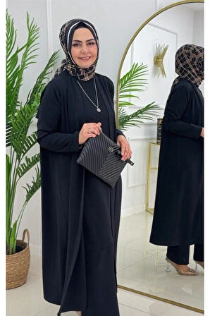 Kadın Tesettür 3'Lü Takım, İçlik Tunik & Pantolon & Abaya