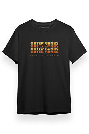 Outer Banks Paradise On Earth Siyah Kısa kol Erkek Tshirt
