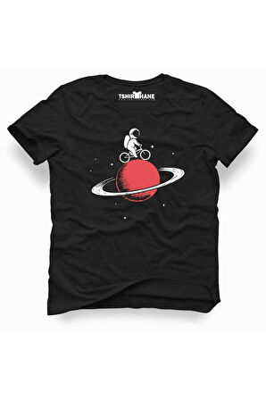 Tshirthane Astronaut stay on saturn biker Tişört Erkek Tshirt