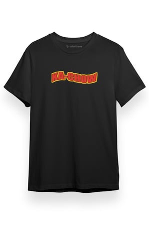 Cars Kachow Colorful Logo Siyah Kısa kol Erkek Tshirt