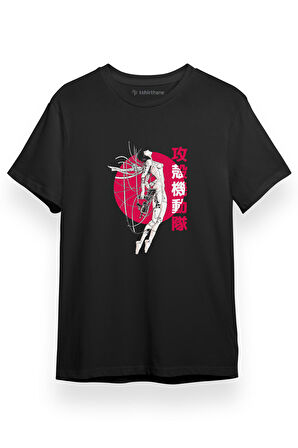 Ghost in the Shell Anime Pink White Poster_1 Siyah Kısa kol Erkek Tshirt