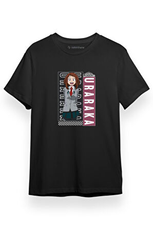 My Hero Academia Uravity Ochaco Uraraka Art Siyah Kısa kol Erkek Tshirt