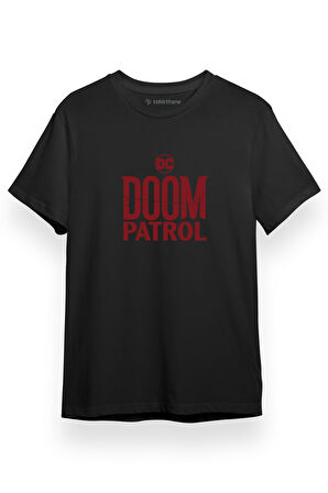Doom Patrol Letter Logo Siyah Kısa kol Erkek Tshirt