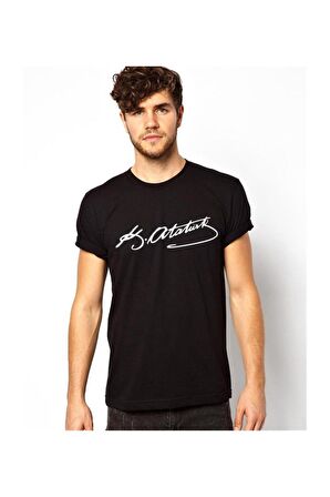 Siyah Beyaz K.Atatürk İmza Siyah Tshirt