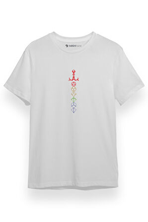 Dungeons And Dragons Rainbow Dice Sword Beyaz Kısa kol Erkek Tshirt