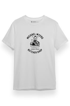 Michael Myers Butcher Shop Beyaz Kısa kol Erkek Tshirt
