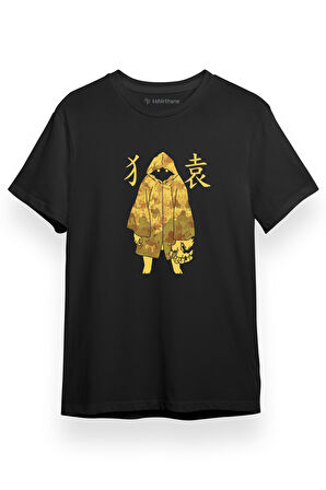 Monogatari Anime Suruga Monkey Poster Siyah Kısa kol Erkek Tshirt