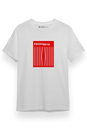 Prison Break Red Prison Bars Beyaz Kısa kol Erkek Tshirt