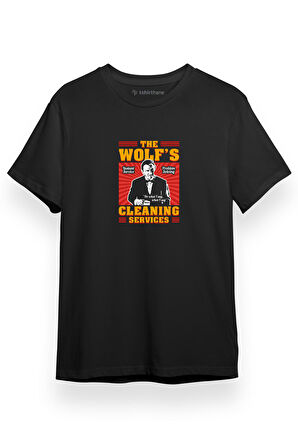 Pulp Fiction The Wolf's Cleaning Services Siyah Kısa kol Erkek Tshirt