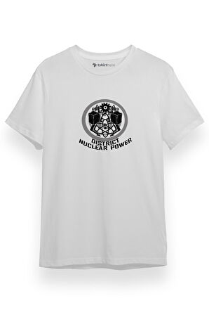 The Hunger Games District 13 Nuclear Power Beyaz Kısa kol Erkek Tshirt