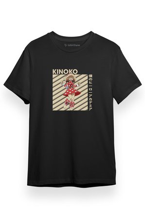 My Hero Academia Anime Kinoko Poster Siyah Kısa kol Erkek Tshirt