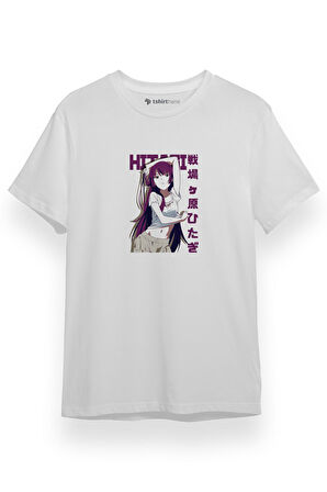 Monogatari Anime Senjougahara Hitagi Poster Beyaz Kısa kol Erkek Tshirt