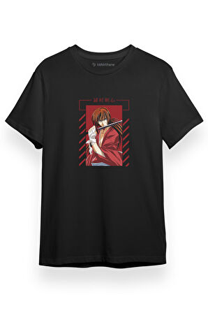 Rurouni Kenshin Killer Poster Siyah Kısa kol Erkek Tshirt