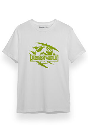 Jurassic World Pençe Logo Beyaz Kısa kol Erkek Tshirt