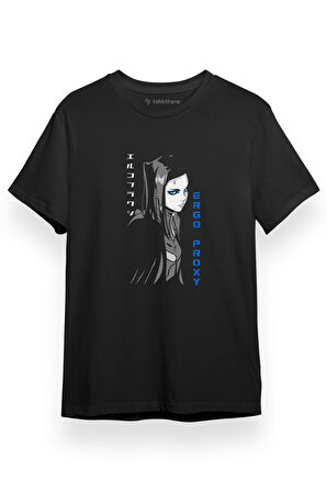 Ergo Proxy Anime Re-I Siyah Kısa kol Erkek Tshirt