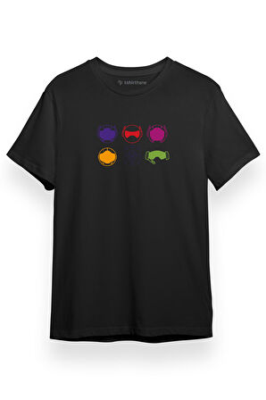 Big Hero 6 Icons Siyah Kısa kol Erkek Tshirt