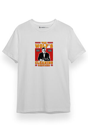Pulp Fiction The Wolf's Cleaning Services Beyaz Kısa kol Erkek Tshirt